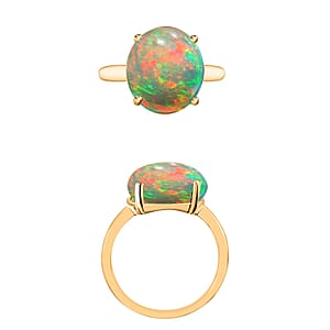 Rhapsody 18K Yellow Gold AAAA Ethiopian Welo Opal Solitaire Ring (Size 9.5) 5.50 Grams 2.40 ctw (Del. in 10-12 Days)