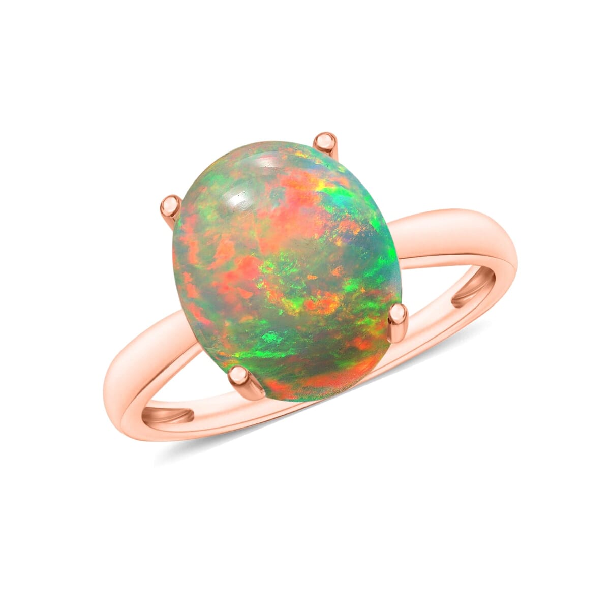 Rhapsody 18K Rose Gold AAAA Ethiopian Welo Opal Solitaire Ring (Size 11.0) 5.50 Grams 2.40 ctw image number 0