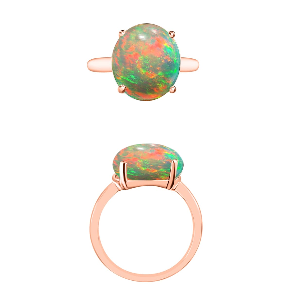 Rhapsody 18K Rose Gold AAAA Ethiopian Welo Opal Solitaire Ring (Size 11.0) 5.50 Grams 2.40 ctw image number 3