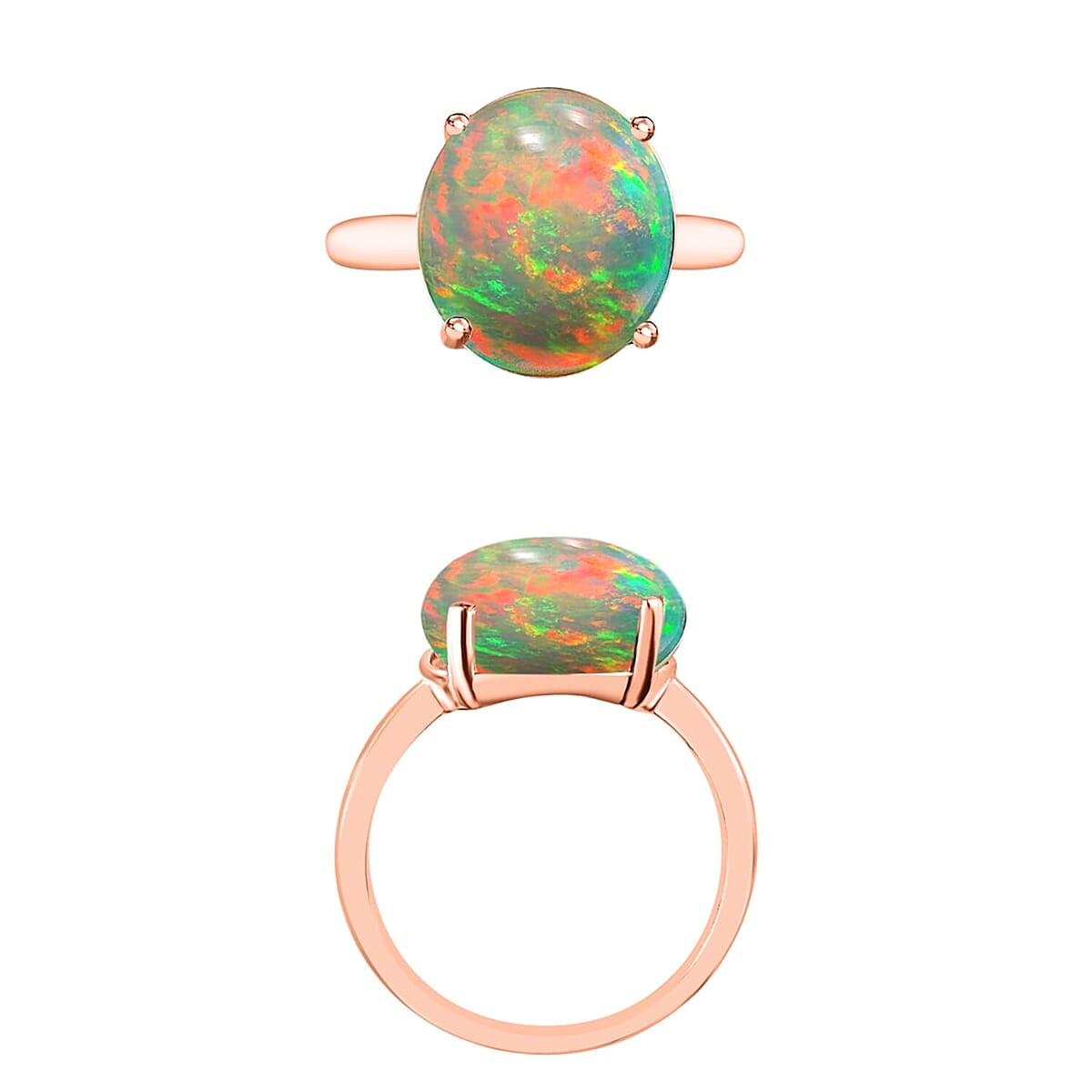Rhapsody 18K Rose Gold AAAA Ethiopian Welo Opal Solitaire Ring (Size 4.5) 5.50 Grams 2.40 ctw image number 3
