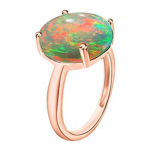Rhapsody 18K Rose Gold AAAA Ethiopian Welo Opal Solitaire Ring (Size 7.5) 5.50 Grams 2.40 ctw (Del. in 10-12 Days)