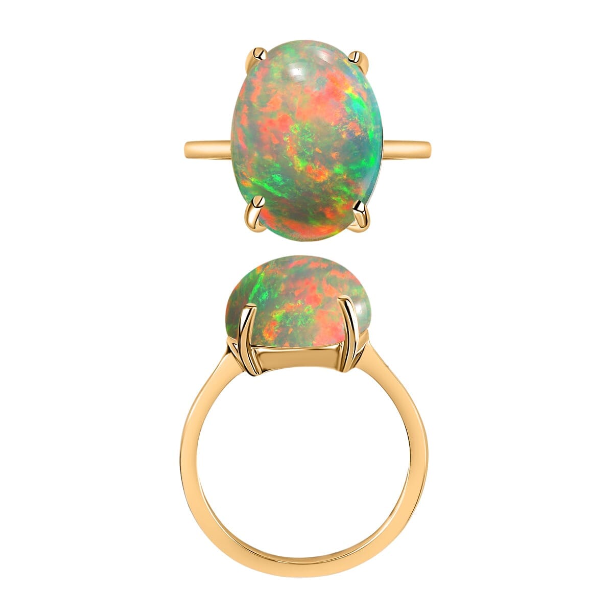 Rhapsody 18K Yellow Gold AAAA Ethiopian Welo Opal Solitaire Ring (Size 12.0) 5.50 Grams 5.00 ctw image number 3