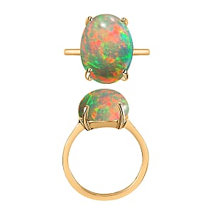 Rhapsody 18K Yellow Gold AAAA Ethiopian Welo Opal Solitaire Ring (Size 8.0) 5.50 Grams 5.00 ctw (Del. in 10-12 Days)