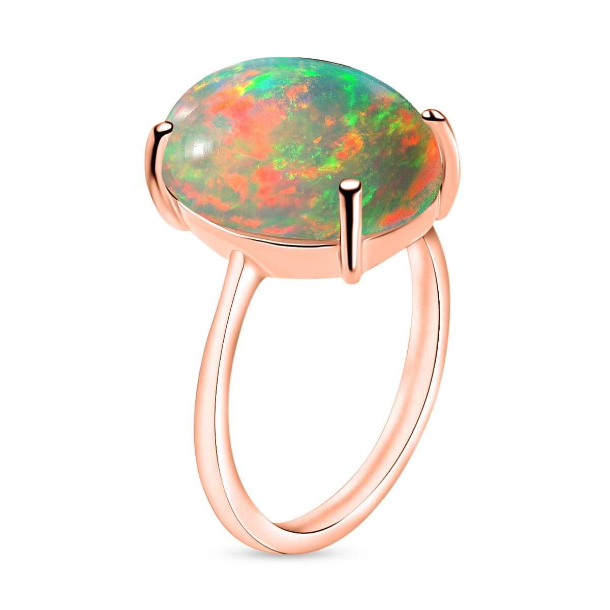 Rhapsody 18K Rose Gold AAAA Ethiopian Welo Opal Solitaire Ring (Size 8.0) 5.50 Grams 5.00 ctw image number 2