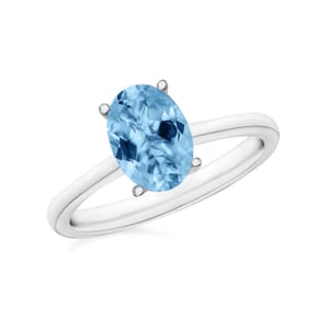 Rhapsody 18K White Gold AAAA Santa Maria Aquamarine Solitaire Ring (Size 7.0) 5.50 Grams 1.30 ctw