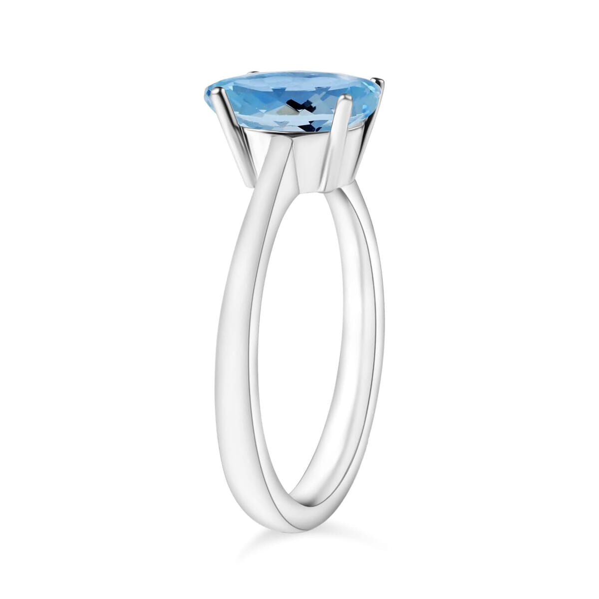 Rhapsody 18K White Gold AAAA Santa Maria Aquamarine Solitaire Ring (Size 7.0) 5.50 Grams 1.30 ctw image number 2