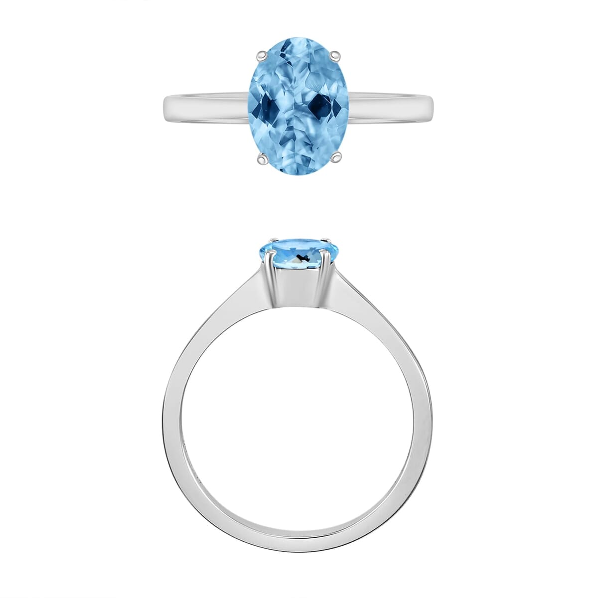 Rhapsody 18K White Gold AAAA Santa Maria Aquamarine Solitaire Ring (Size 7.0) 5.50 Grams 1.30 ctw image number 3