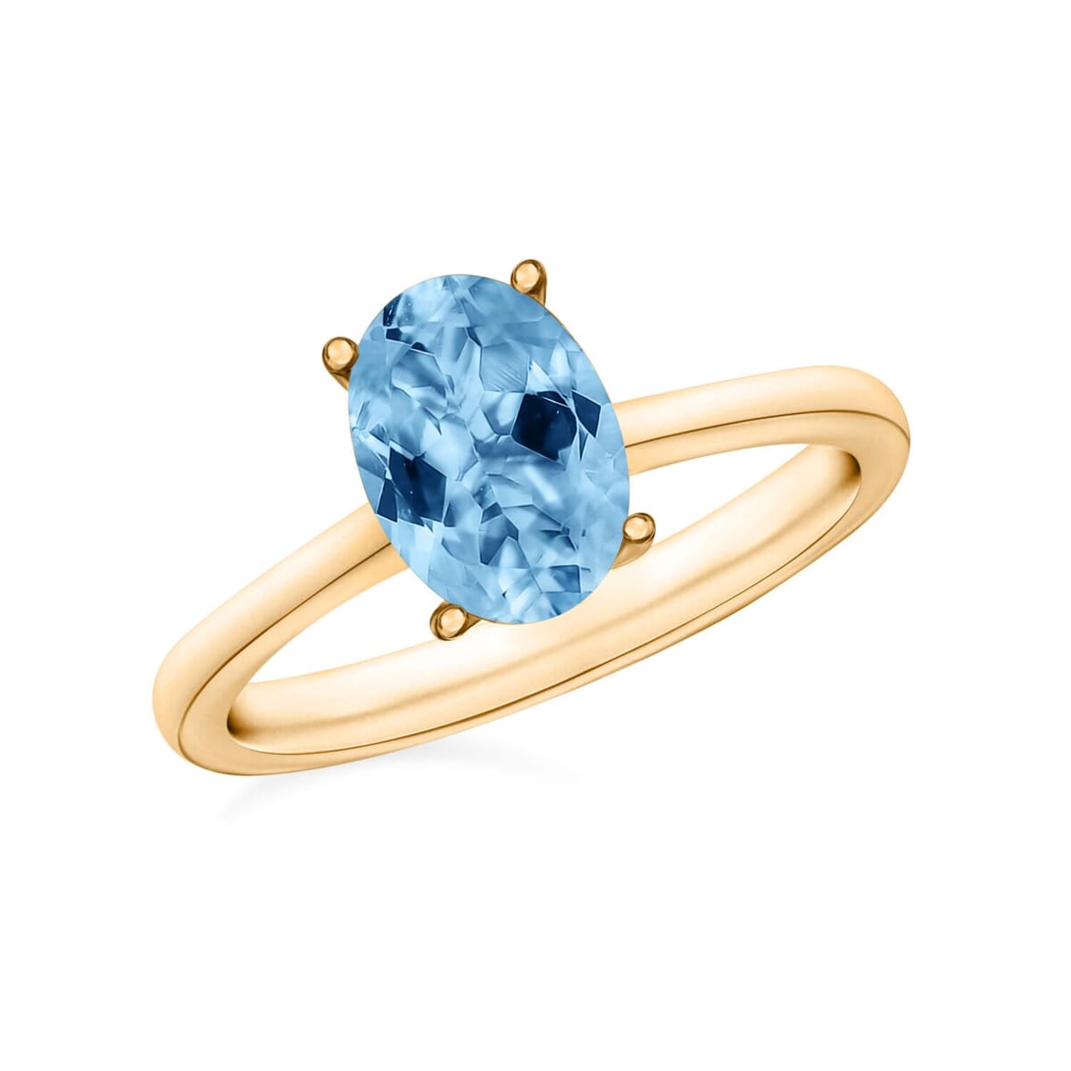 Rhapsody 18K Yellow Gold AAAA Santa Maria Aquamarine Solitaire Ring (Size 8.5) 5.50 Grams 1.30 ctw image number 0