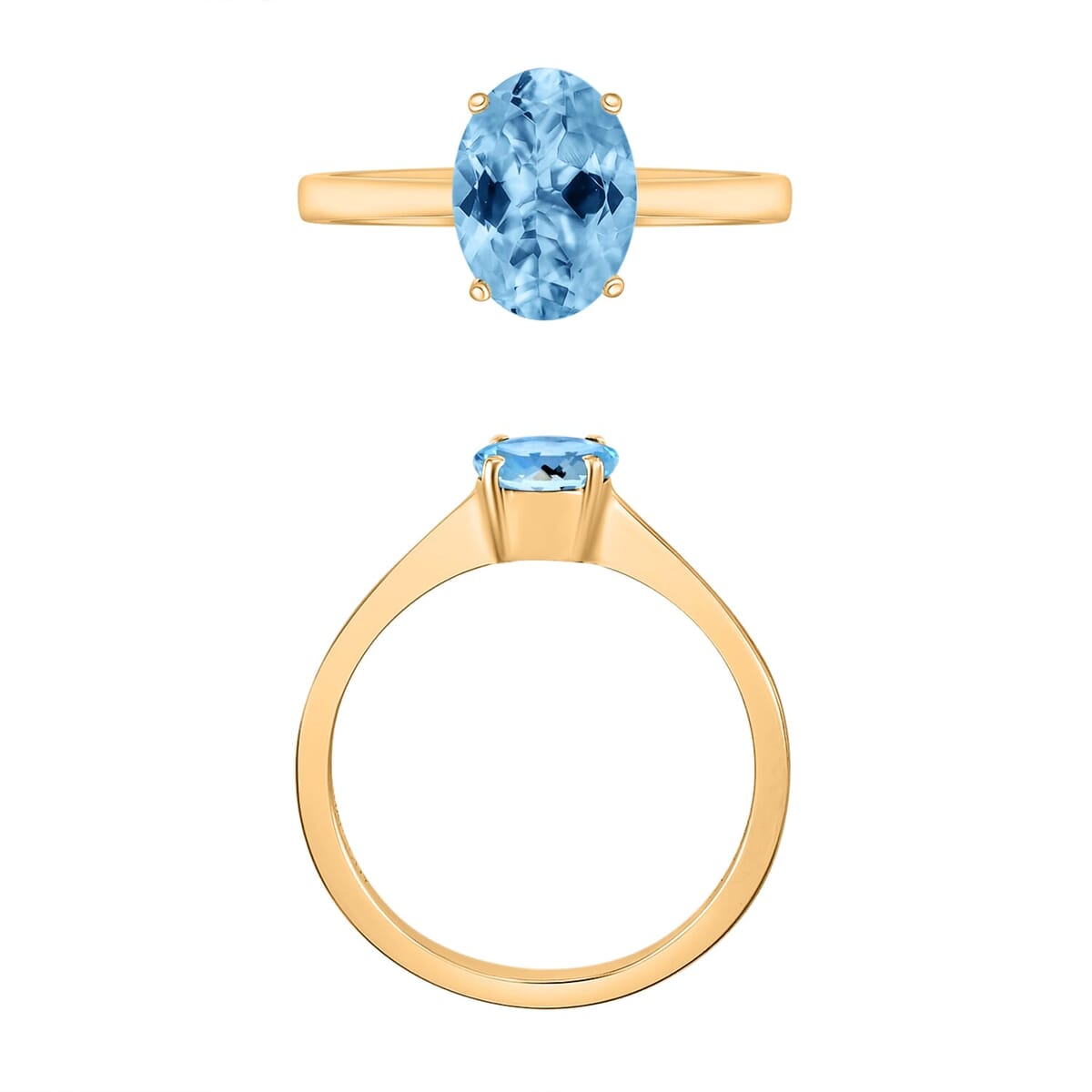 Rhapsody 18K Yellow Gold AAAA Santa Maria Aquamarine Solitaire Ring (Size 8.5) 5.50 Grams 1.30 ctw image number 3