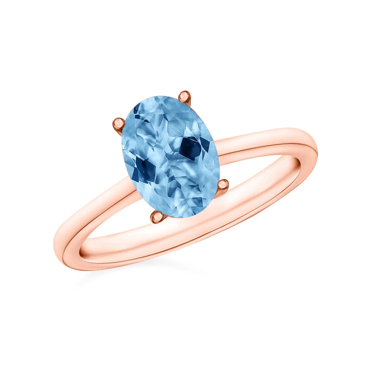 Rhapsody 18K Rose Gold AAAA Santa Maria Aquamarine Solitaire Ring (Size 5.5) 5.50 Grams 1.30 ctw image number 0