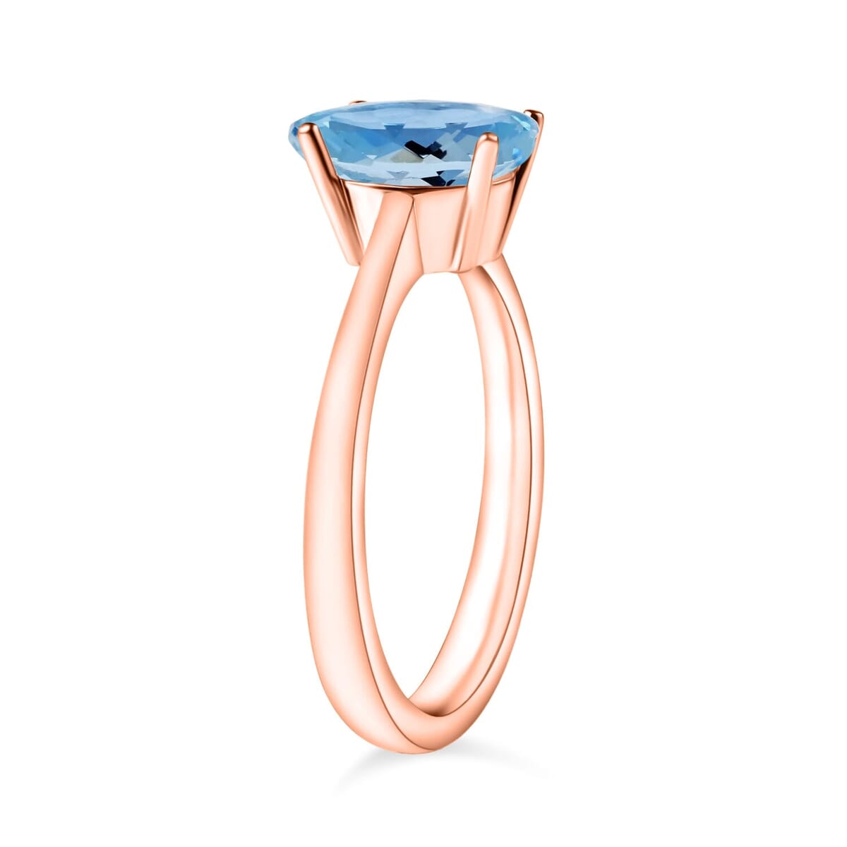 Rhapsody 18K Rose Gold AAAA Santa Maria Aquamarine Solitaire Ring (Size 5.5) 5.50 Grams 1.30 ctw image number 2