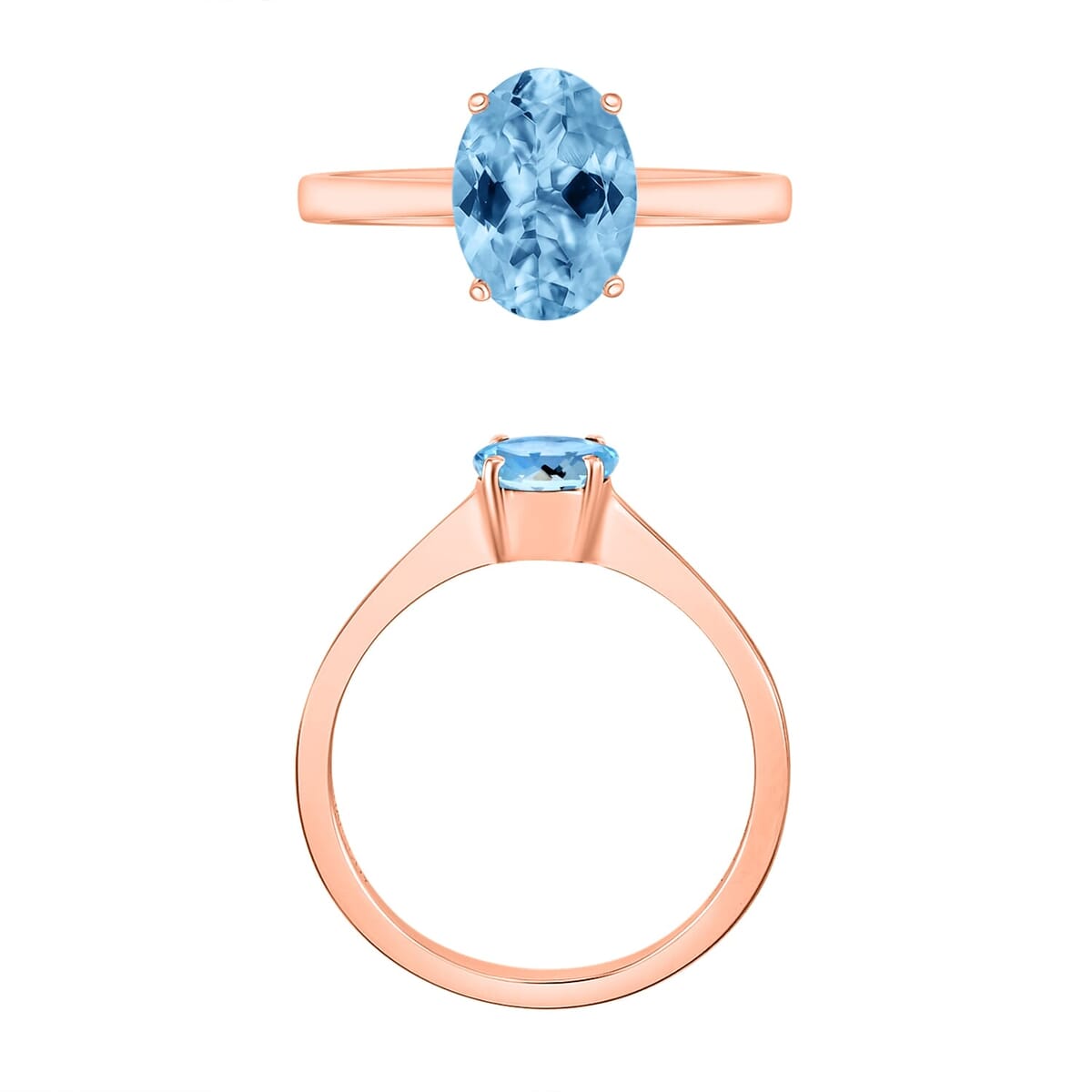 Rhapsody 18K Rose Gold AAAA Santa Maria Aquamarine Solitaire Ring (Size 5.5) 5.50 Grams 1.30 ctw image number 3