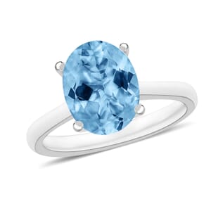 Rhapsody 18K White Gold AAAA Santa Maria Aquamarine Solitaire Ring (Size 12.0) 5.50 Grams 2.60 ctw