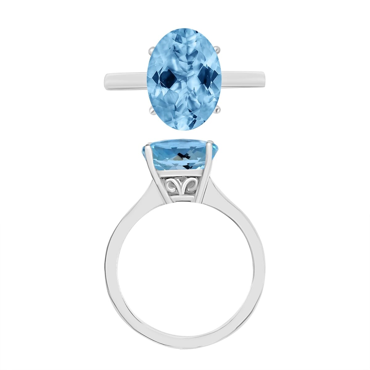 Rhapsody 18K White Gold AAAA Santa Maria Aquamarine Solitaire Ring (Size 5.0) 5.50 Grams 2.60 ctw image number 3