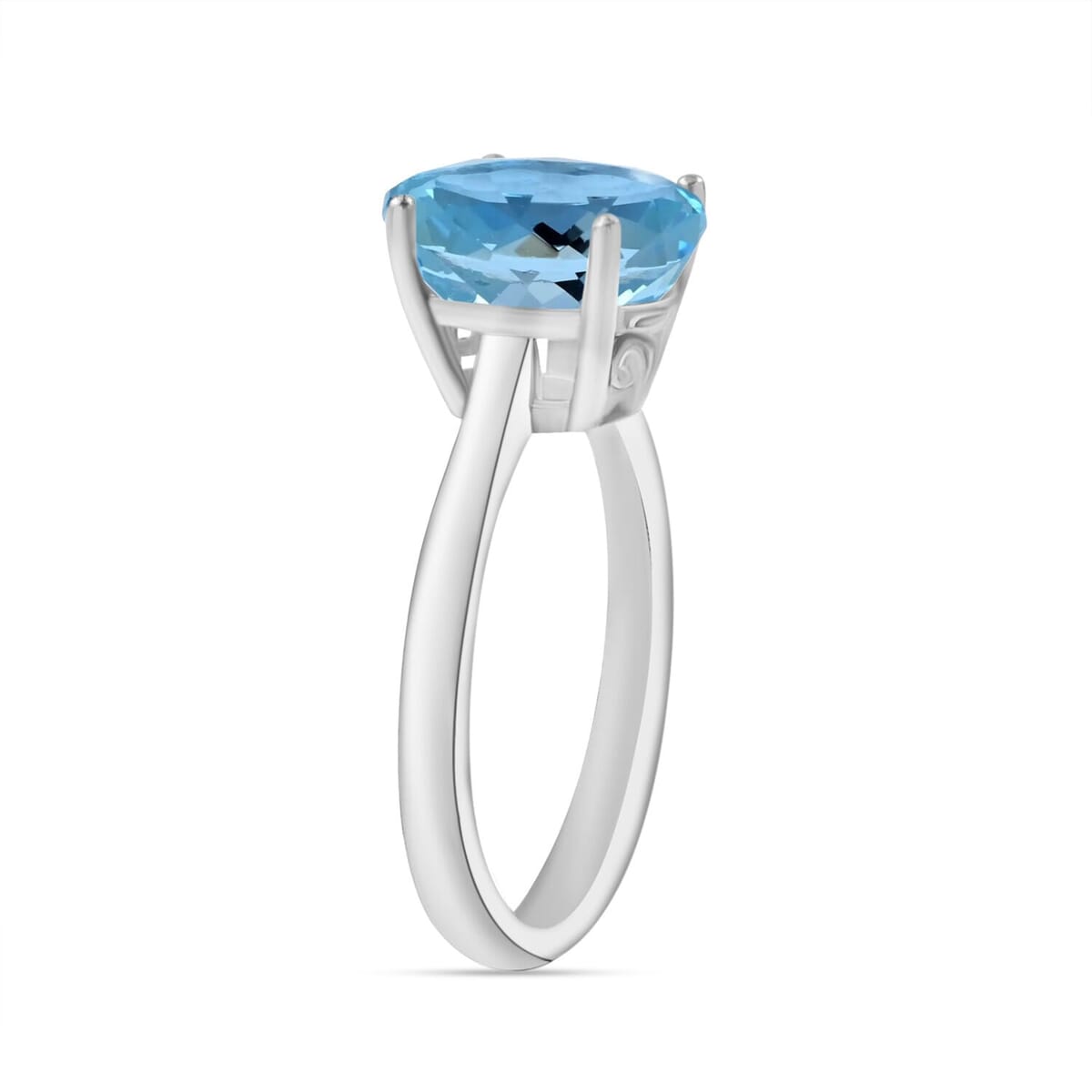 Rhapsody 18K White Gold AAAA Santa Maria Aquamarine Solitaire Ring (Size 6.0) 5.50 Grams 2.60 ctw image number 2