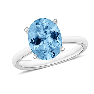 Rhapsody 18K White Gold AAAA Santa Maria Aquamarine Solitaire Ring (Size 9.0) 5.50 Grams 2.60 ctw