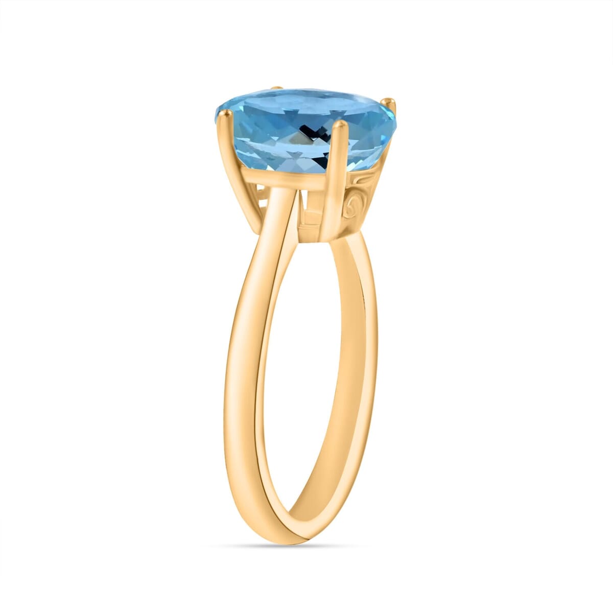 Rhapsody 18K Yellow Gold AAAA Santa Maria Aquamarine Solitaire Ring (Size 10.0) Grams 2.60 ctw image number 2