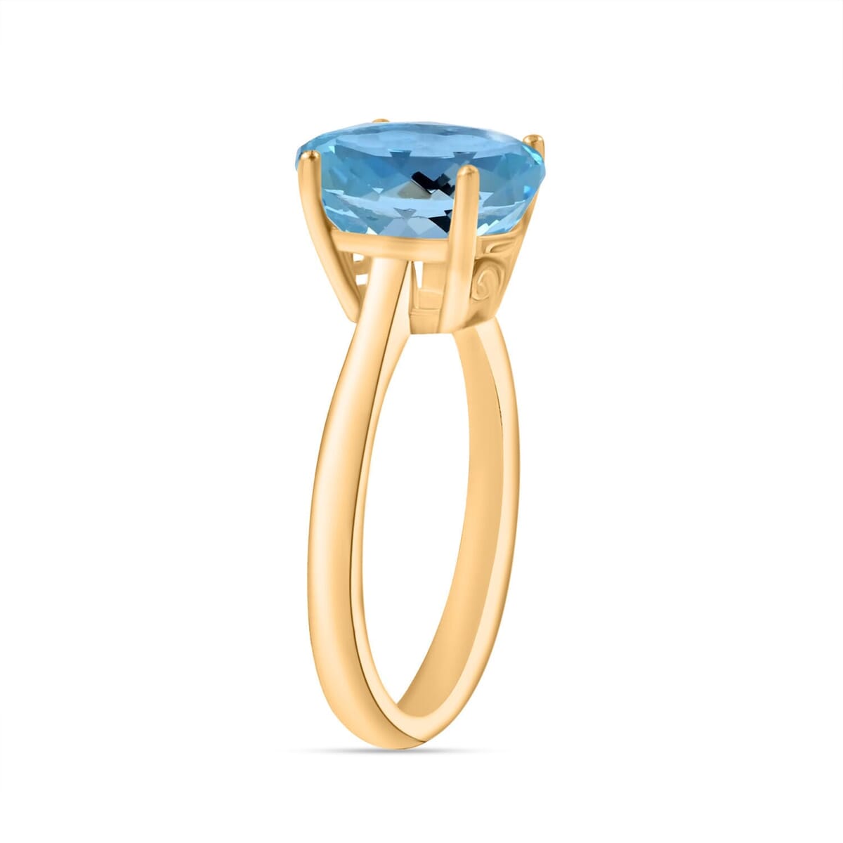 Rhapsody 18K Yellow Gold AAAA Santa Maria Aquamarine Solitaire Ring (Size 11.0) Grams 2.60 ctw image number 2