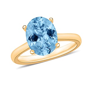 Rhapsody 18K Yellow Gold AAAA Santa Maria Aquamarine Solitaire Ring (Size 4.5) Grams 2.60 ctw