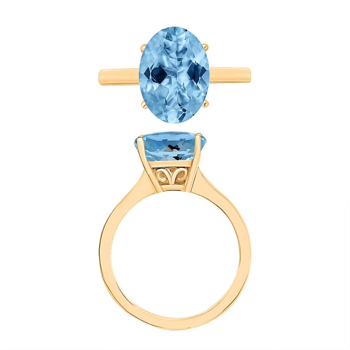 Rhapsody 18K Yellow Gold AAAA Santa Maria Aquamarine Solitaire Ring (Size 4.5) Grams 2.60 ctw image number 3