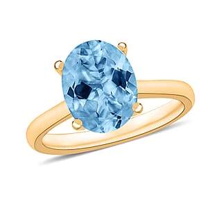 Rhapsody 18K Yellow Gold AAAA Santa Maria Aquamarine Solitaire Ring (Size 5.0) Grams 2.60 ctw