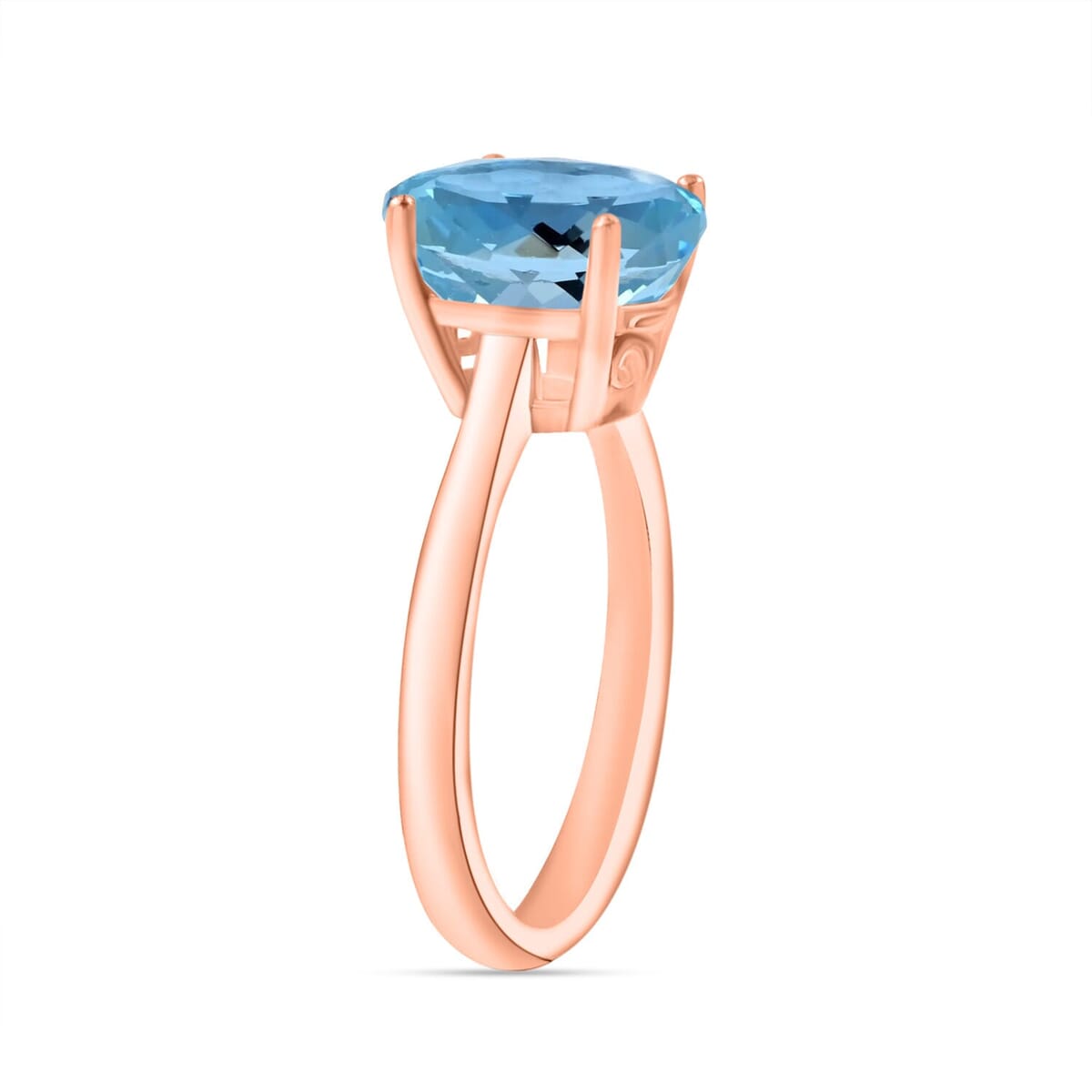 Rhapsody 18K Rose Gold AAAA Santa Maria Aquamarine Solitaire Ring (Size 10.0) 5.50 Grams 2.60 ctw image number 2
