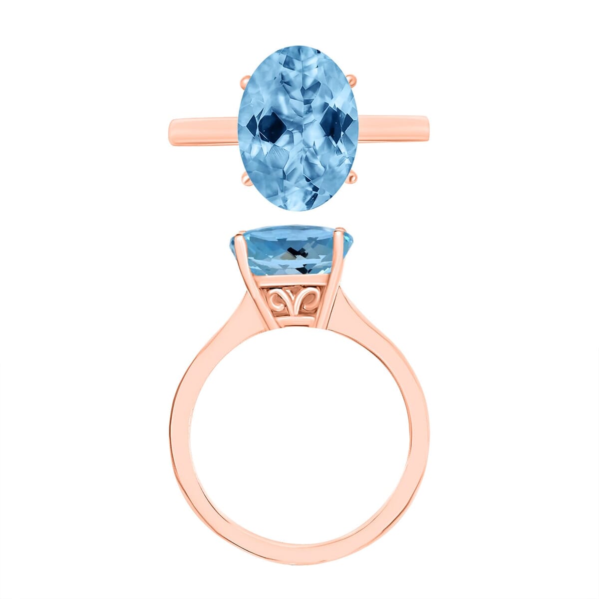 Rhapsody 18K Rose Gold AAAA Santa Maria Aquamarine Solitaire Ring (Size 6.5) 5.50 Grams 2.60 ctw image number 3