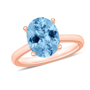 Rhapsody 18K Rose Gold AAAA Santa Maria Aquamarine Solitaire Ring (Size 9.5) 5.50 Grams 2.60 ctw