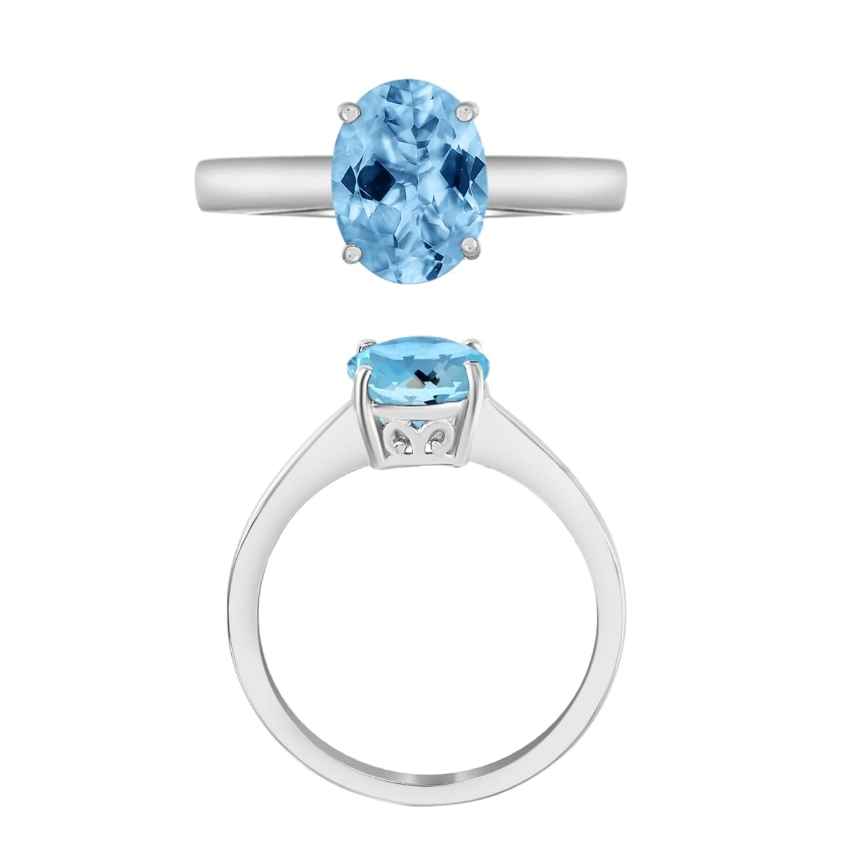 Rhapsody 18K White Gold AAAA Santa Maria Aquamarine Solitaire Ring (Size 12.0) 5.50 Grams 1.80 ctw image number 3