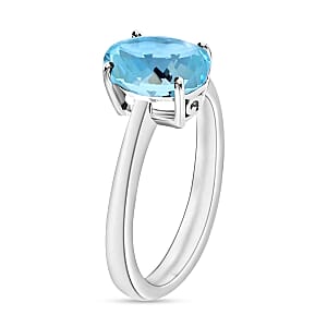 Rhapsody 18K White Gold AAAA Santa Maria Aquamarine Solitaire Ring (Size 6.5) 5.50 Grams 1.80 ctw (Del. in 10-12 Days)