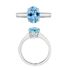 Rhapsody 18K White Gold AAAA Santa Maria Aquamarine Solitaire Ring (Size 8.5) 5.50 Grams 1.80 ctw (Del. in 10-12 Days)
