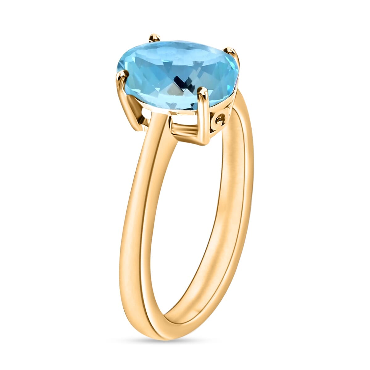 Rhapsody 18K Yellow Gold AAAA Santa Maria Aquamarine Solitaire Ring (Size 5.0) 5.50 Grams 1.80 ctw image number 2