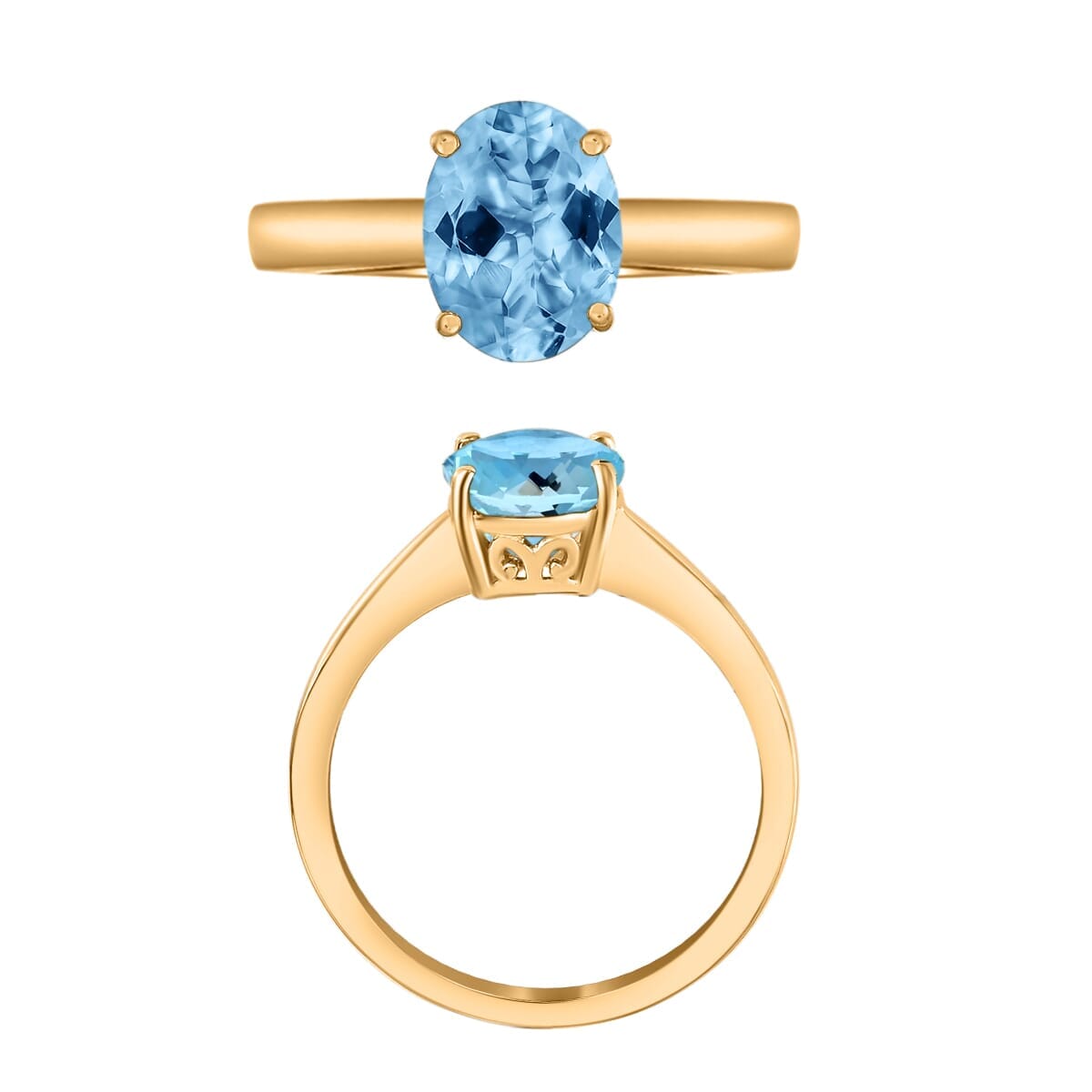 Rhapsody 18K Yellow Gold AAAA Santa Maria Aquamarine Solitaire Ring (Size 5.0) 5.50 Grams 1.80 ctw image number 3