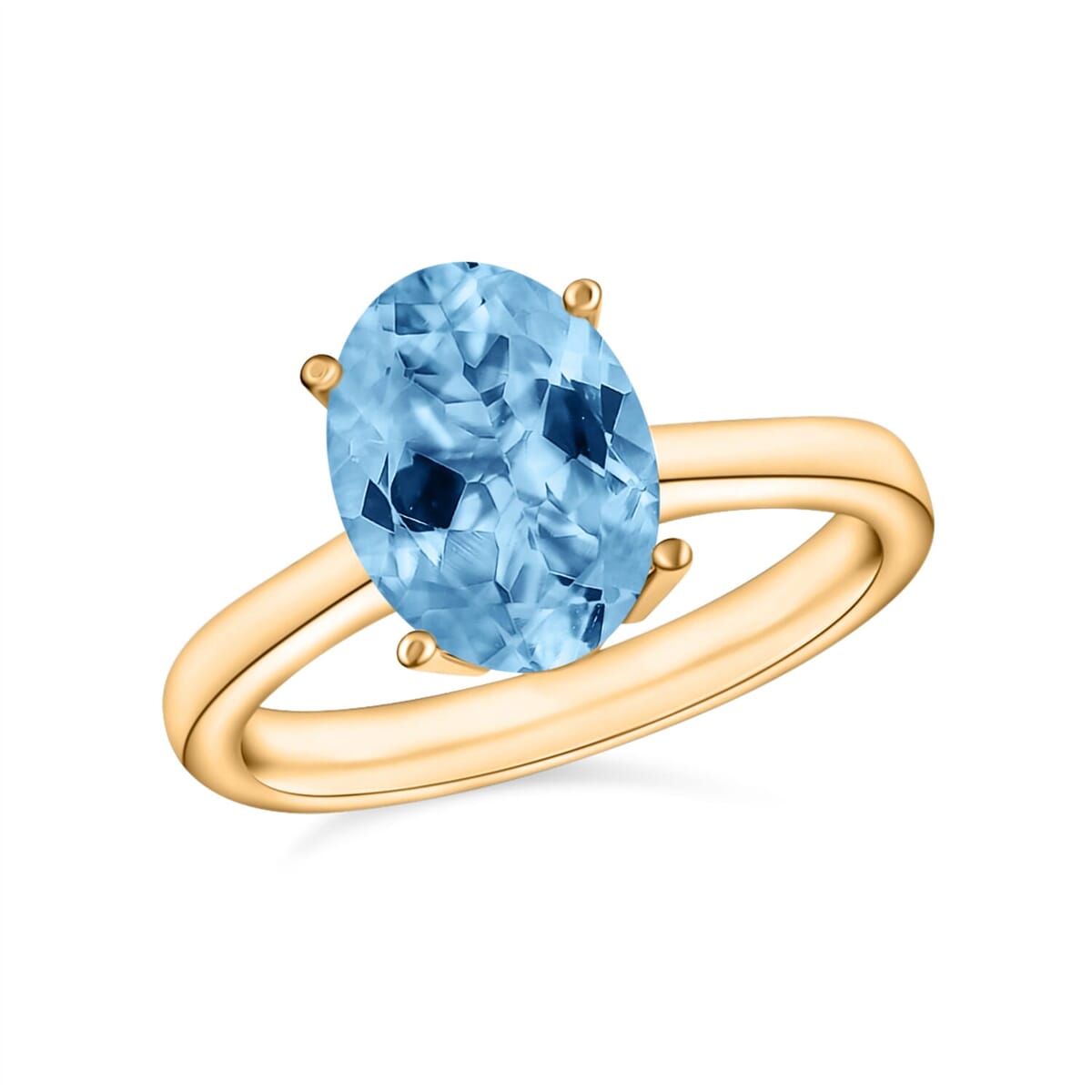 Rhapsody 18K Yellow Gold AAAA Santa Maria Aquamarine Solitaire Ring (Size 8.5) 5.50 Grams 1.80 ctw image number 0