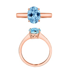 Rhapsody 18K Rose Gold AAAA Santa Maria Aquamarine Solitaire Ring (Size 10.0) 5.50 Grams 1.80 ctw (Del. in 10-12 Days)