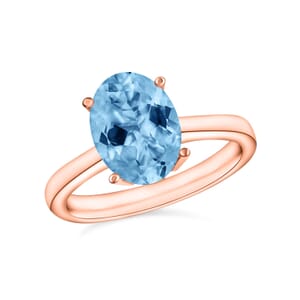 Rhapsody 18K Rose Gold AAAA Santa Maria Aquamarine Solitaire Ring (Size 8.0) 5.50 Grams 1.80 ctw