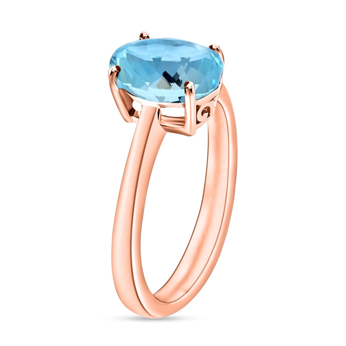 Rhapsody 18K Rose Gold AAAA Santa Maria Aquamarine Solitaire Ring (Size 8.0) 5.50 Grams 1.80 ctw image number 2