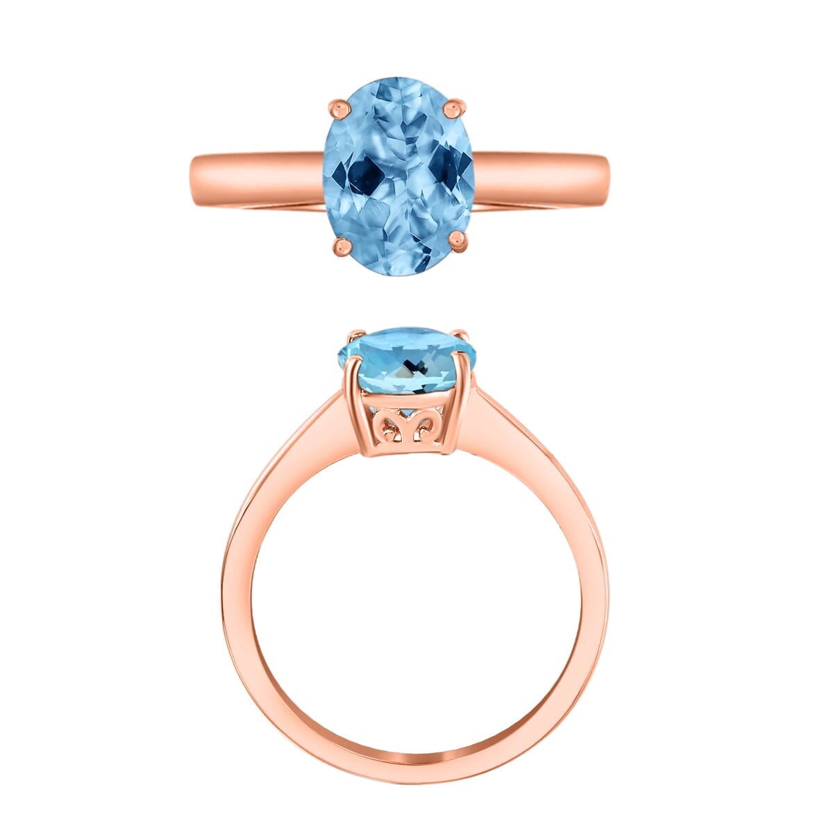 Rhapsody 18K Rose Gold AAAA Santa Maria Aquamarine Solitaire Ring (Size 8.0) 5.50 Grams 1.80 ctw image number 3