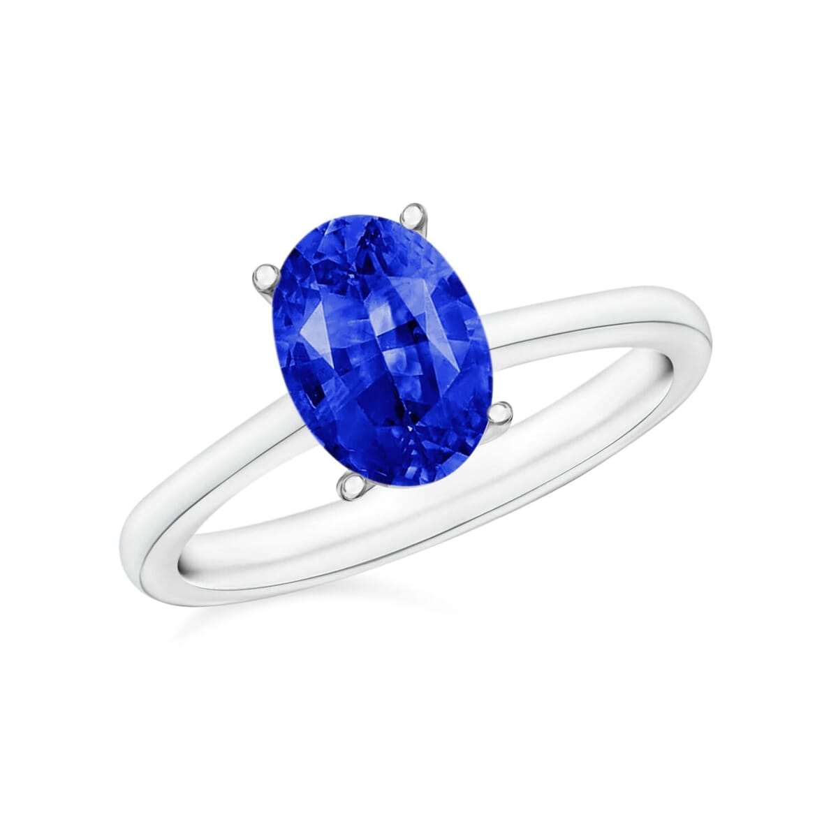 Rhapsody 18K White Gold AAAA Ceylon Blue Sapphire Solitaire Ring (Size 8.5) 5.50 Grams 0.90 ctw image number 0