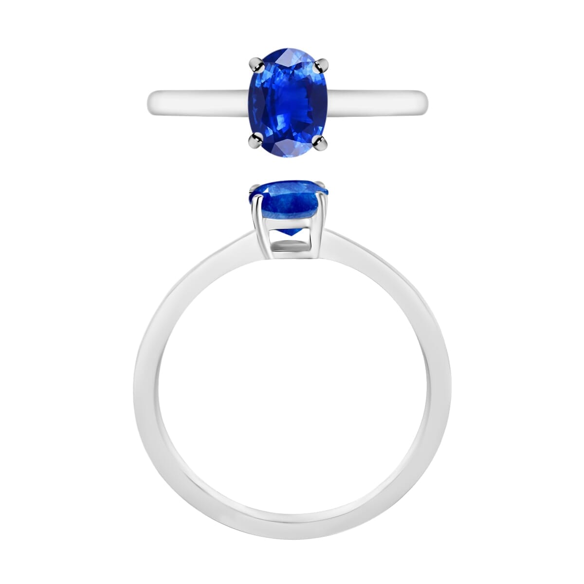 Rhapsody 18K White Gold AAAA Ceylon Blue Sapphire Solitaire Ring (Size 8.5) 5.50 Grams 0.90 ctw image number 3
