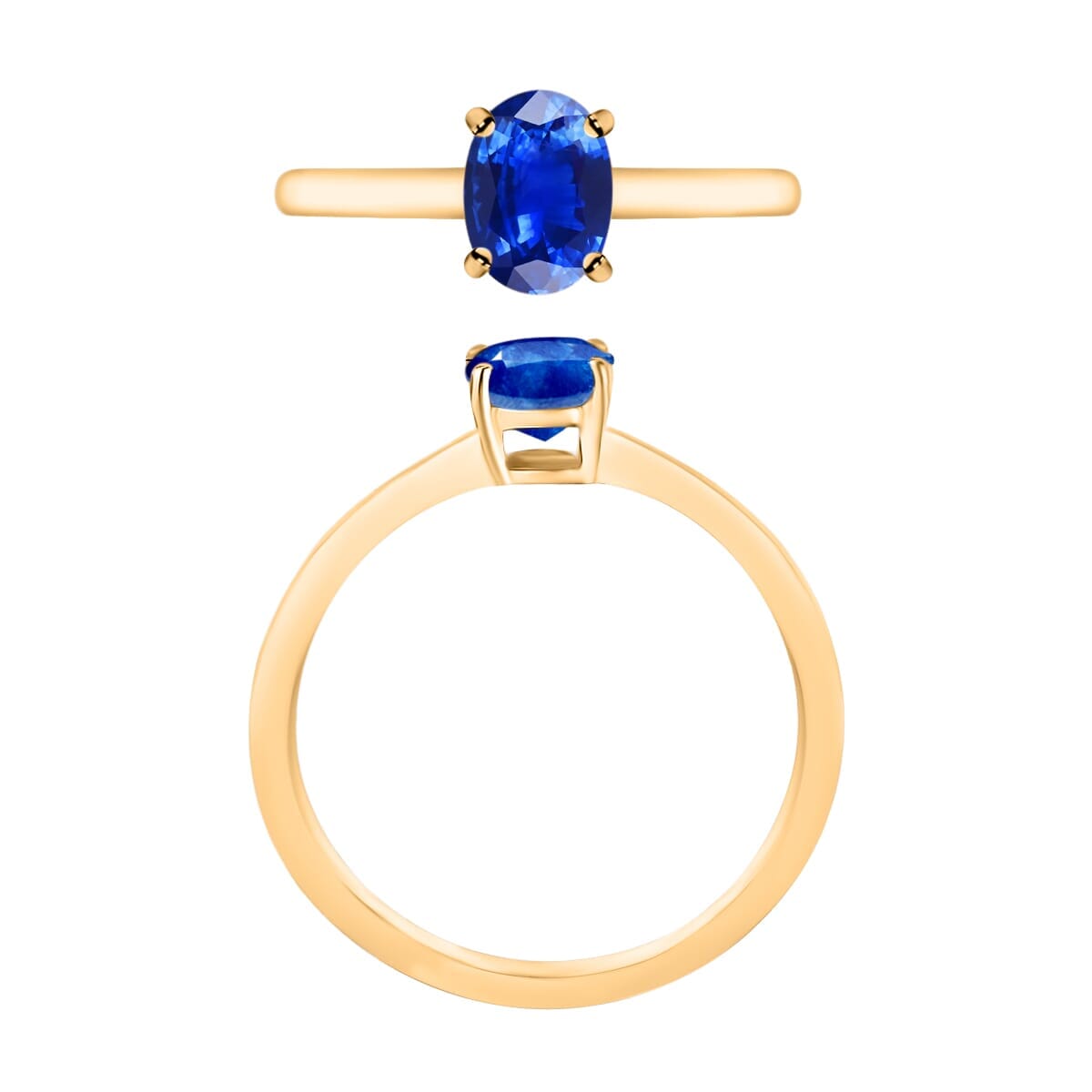 Rhapsody 18K Yellow Gold AAAA Ceylon Blue Sapphire Solitaire Ring (Size 10.5) 5.50 Grams 0.90 ctw image number 3