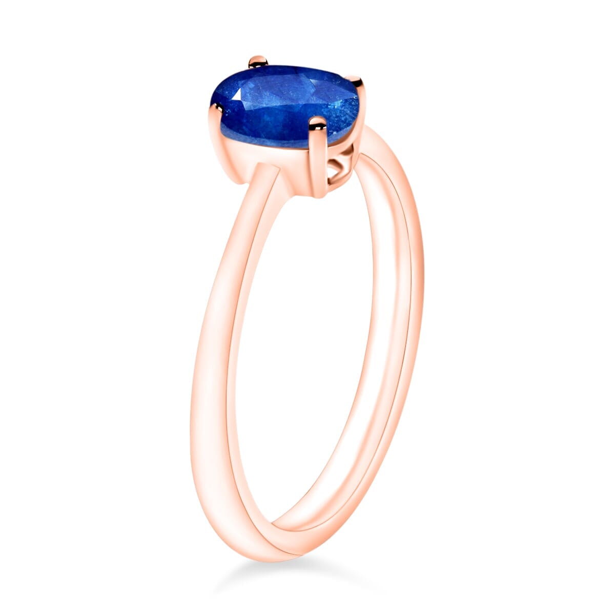 Rhapsody 18K Rose Gold AAAA Ceylon Blue Sapphire Solitaire Ring (Size 4.5) 5.50 Grams 0.90 ctw image number 2