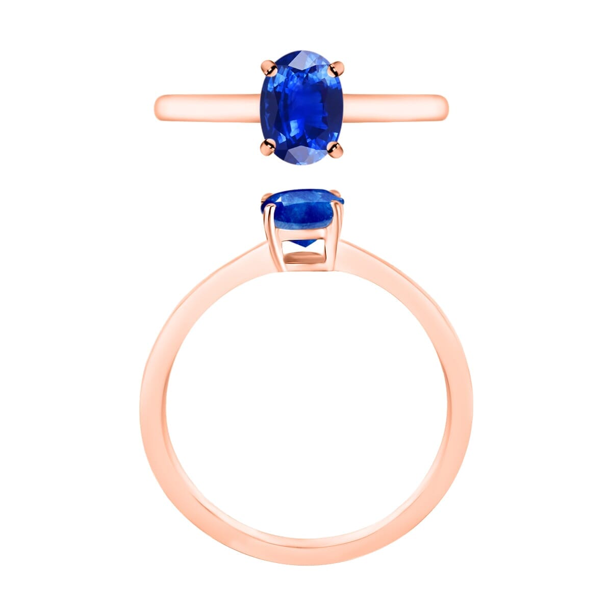 Rhapsody 18K Rose Gold AAAA Ceylon Blue Sapphire Solitaire Ring (Size 4.5) 5.50 Grams 0.90 ctw image number 3