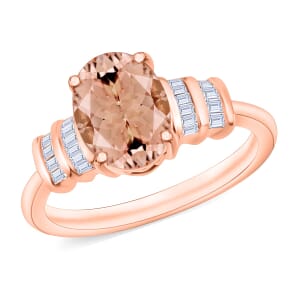 Rhapsody AAAA Pink Morganite and E-F VS2 Diamond 1.90 ctw Ring in 18K Rose Gold (Size 10.0) 4 Grams