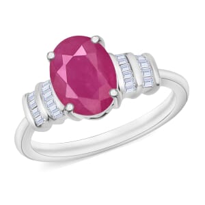 Rhapsody AAAA Mozambique Ruby and E-F VS2 Diamond 2.70 ctw Ring in 18K White Gold (Size 10.0) 4 Grams