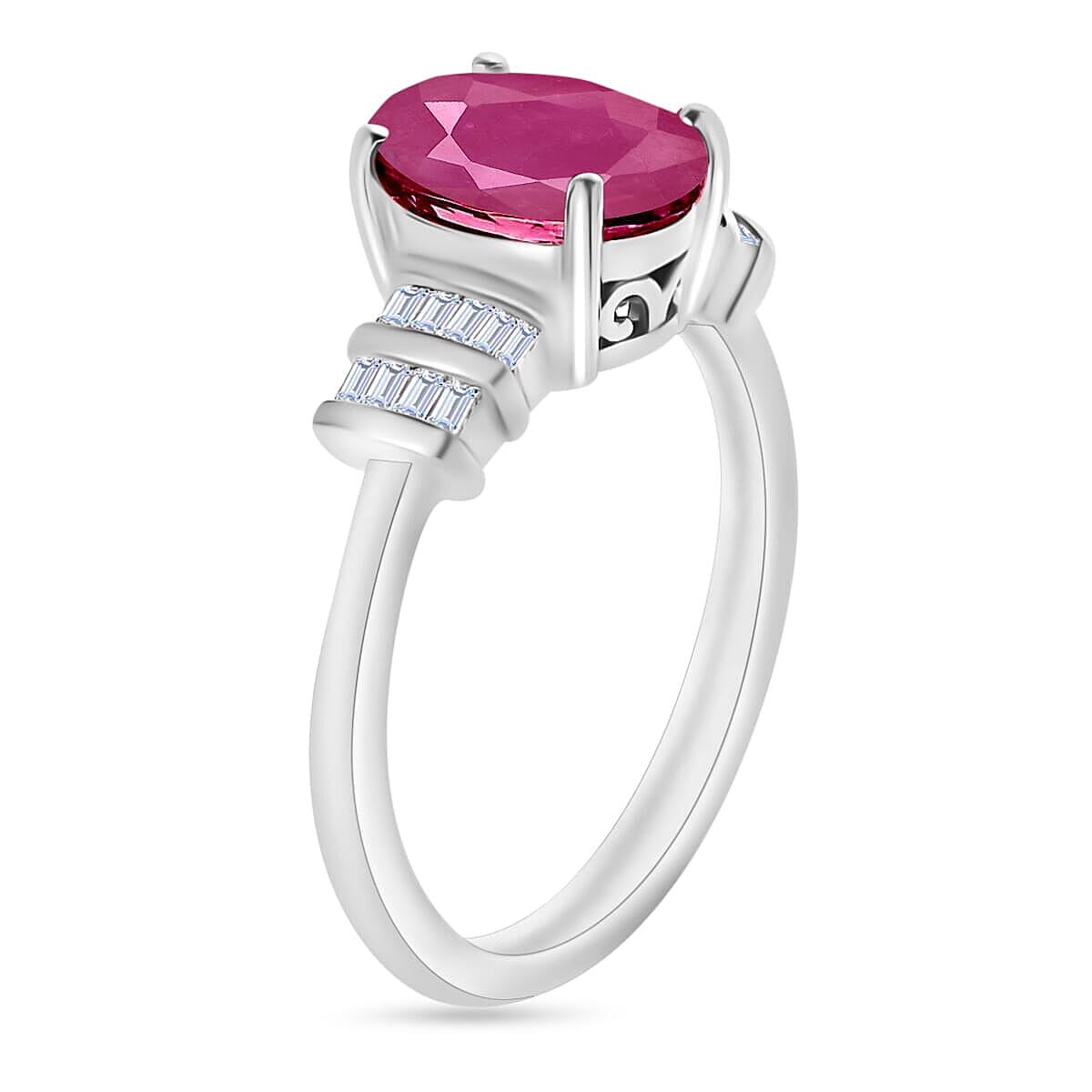 Rhapsody AAAA Mozambique Ruby and E-F VS2 Diamond 2.70 ctw Ring in 18K White Gold (Size 10.0) 4 Grams image number 2