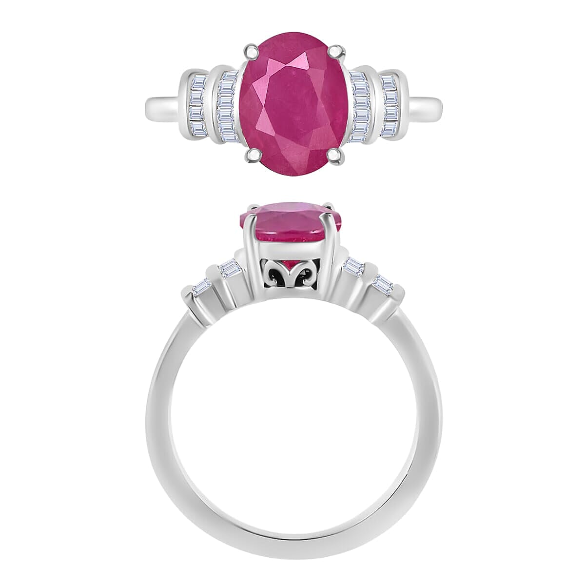 Rhapsody AAAA Mozambique Ruby and E-F VS2 Diamond 2.70 ctw Ring in 18K White Gold (Size 10.0) 4 Grams image number 3