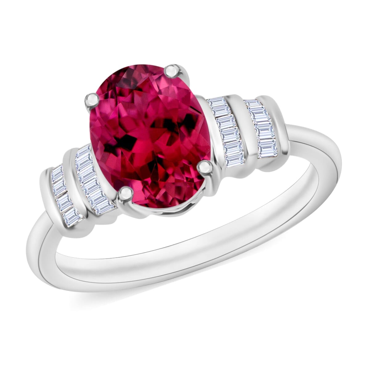 Rhapsody AAAA Ouro Fino Rubellite and E-F VS2 Diamond 2.50 ctw Ring in 18K White Gold (Size 10.5) 4 Grams image number 0