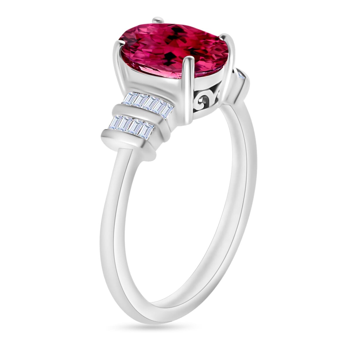 Rhapsody AAAA Ouro Fino Rubellite and E-F VS2 Diamond 2.50 ctw Ring in 18K White Gold (Size 10.5) 4 Grams image number 2