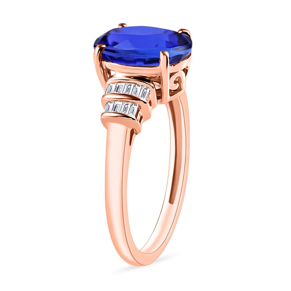 Rhapsody AAAA Tanzanite and E-F VS2 Diamond 3.15 ctw Ring in 18K Rose Gold (Size 10.0) image number 2